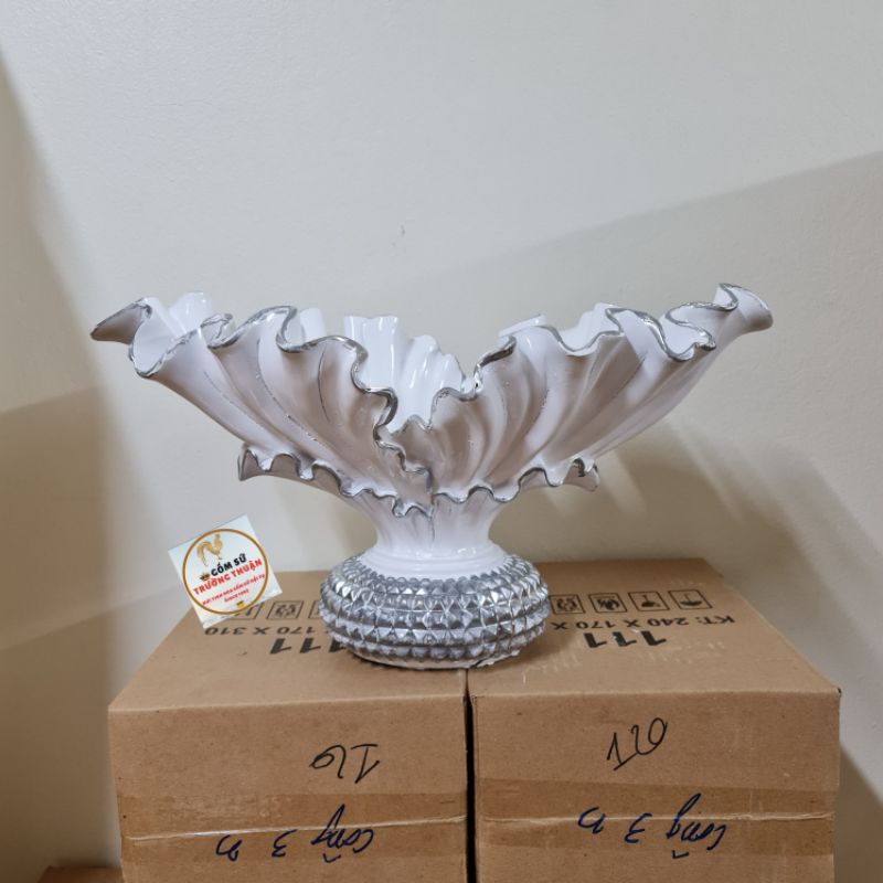 Bình Hoa Composite Lá Cải *Cao 28cm* ( cắm lông công, hoa lụa...)💯BAO BỂ VỠ💯