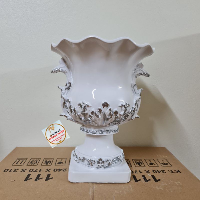 Bình hoa composite Bầu Thấp ( cắm lông công, hoa lụa...)💯BAO BỂ VỠ💯H48cm
