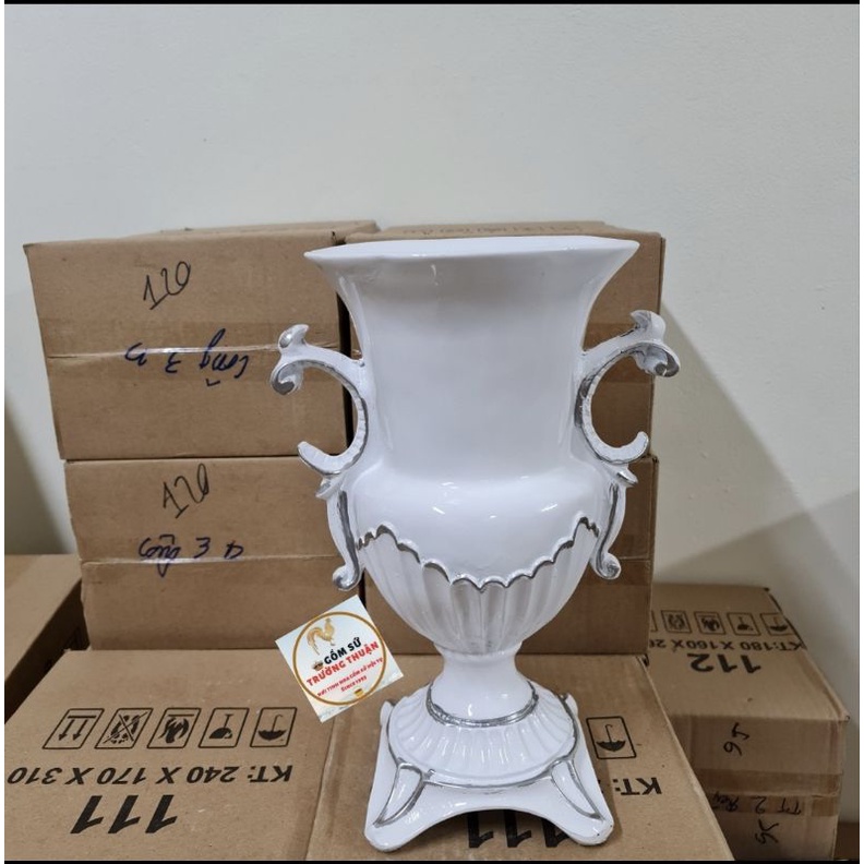 Bình cắm hoa Composite Bầu 64 ( Cắm hoa lụa, lông công...) Cao 36cm