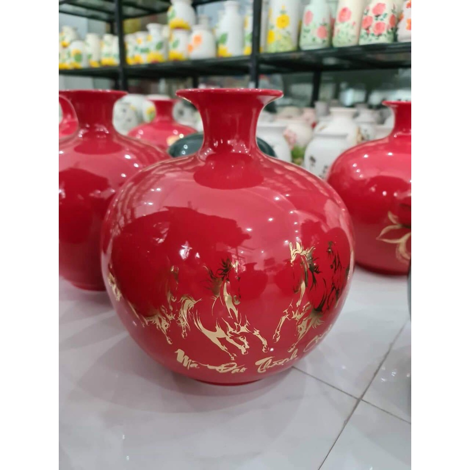 🔥[Giàu sang] Lọ hoa hút lộc - bình hút tài lộc gốm sứ bát tràng (Cao 28cm & 30cm)