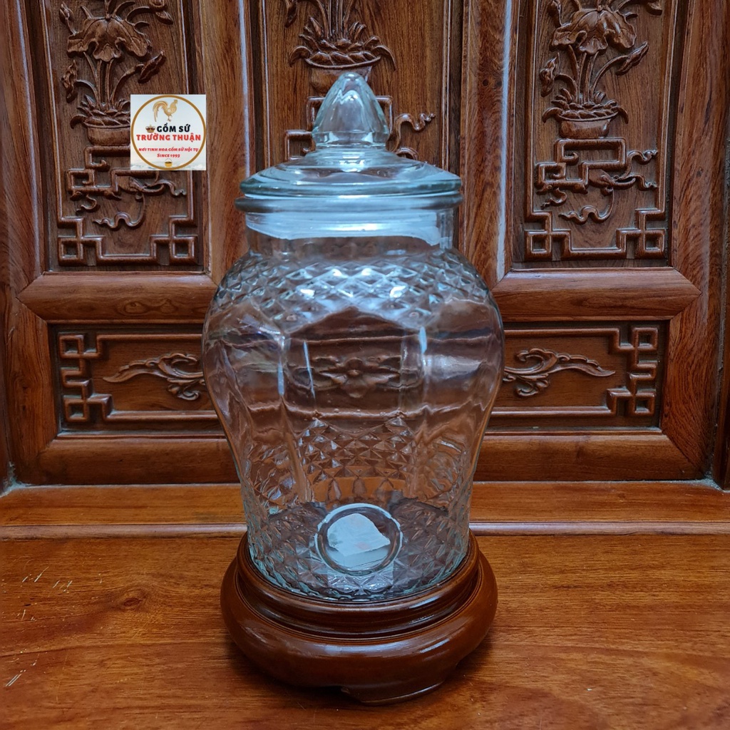 Vỏ Bình ngâm rượu thủy tinh kim cương 8833 - 8 lít có van và không van *BAO BỂ VỠ*