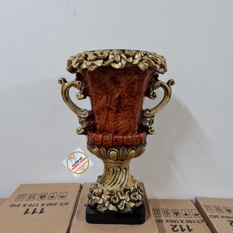 Bình Cắm Hoa Lụa, Lông Công ⚡BAO BỂ VỠ⚡Composite Cúp S1 H50cm