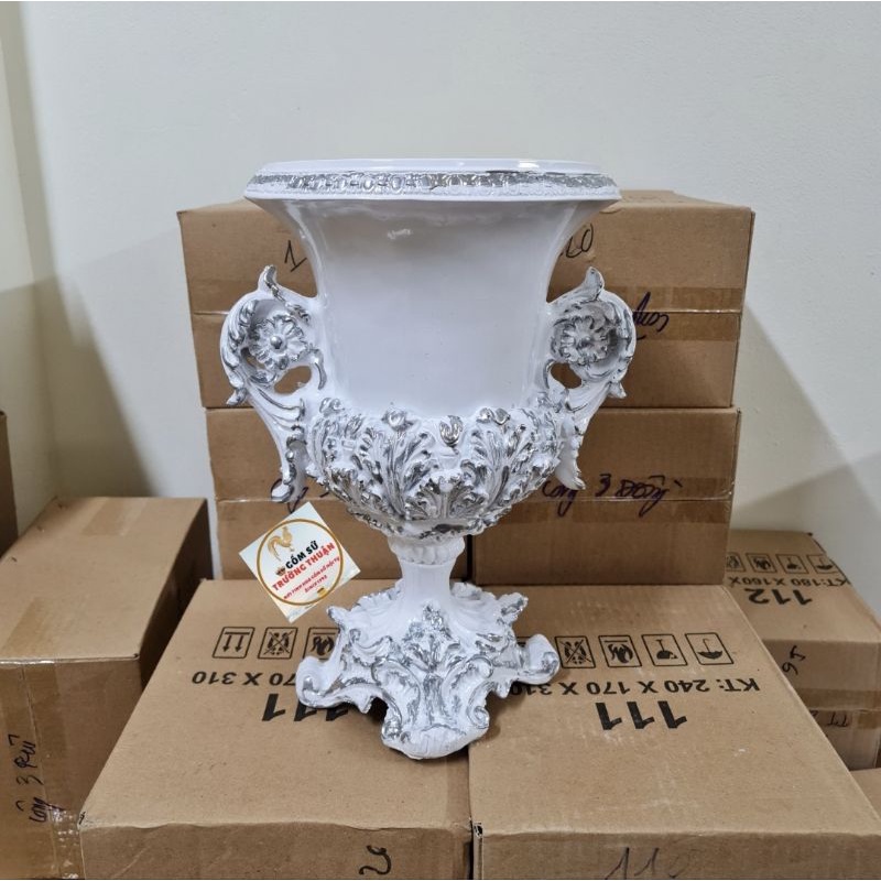 Bình cắm Hoa Lụa, Lông Công ⚡BAO BỂ VỠ⚡Cúp Số 9 H40cm