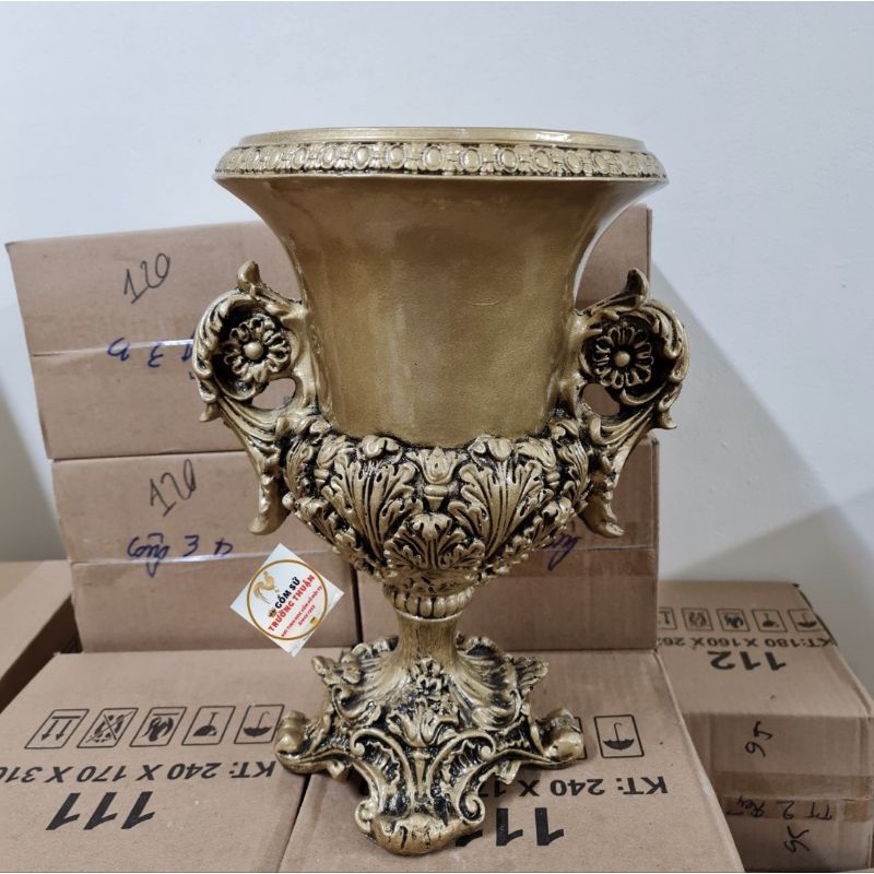 Bình cắm Hoa Lụa, Lông Công ⚡BAO BỂ VỠ⚡Cúp Số 9 H40cm