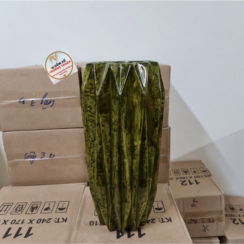 Bình cắm Hoa composite Ly Trám (Cắm hoa lụa, cắm lông công) Cao 39cm