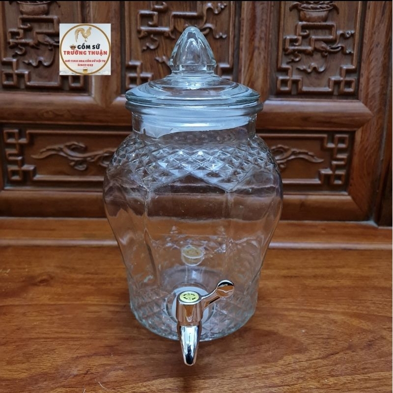 Vỏ Bình ngâm rượu thủy tinh kim cương 8833 - 10 lít có van và không van *BAO BỂ VỠ*