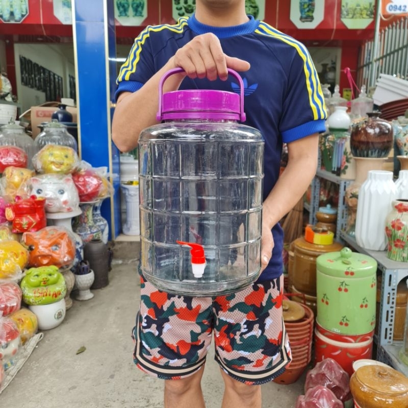 Bình Ngâm Rượu Thủy Tinh 2 lít, 3 lít, 5 lít, 8 lít, 10 lít, 12 lít, 16 lít, 20 lít Quai Xách