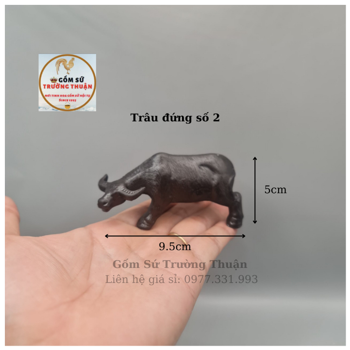 Tượng gốm con Trâu nằm mini phụ kiện trang trí tiểu cảnh hòn nam bộ bể cá chậu