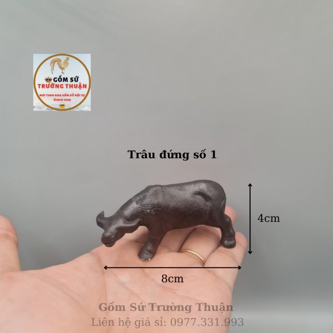 Tượng gốm con Trâu nằm mini phụ kiện trang trí tiểu cảnh hòn nam bộ bể cá chậu