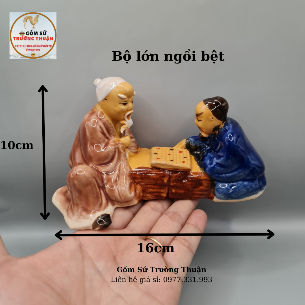 Tượng gốm Lão đánh cờ mini phụ kiện trang trí tiểu cảnh hòn non bộ bể chậu cá