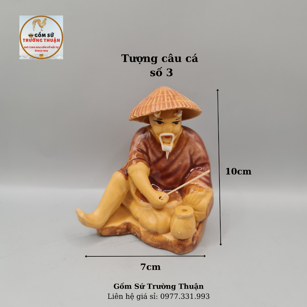 Tượng gốm Lão Ngư Ông Câu Cá phụ kiện trang trí hòn non bộ