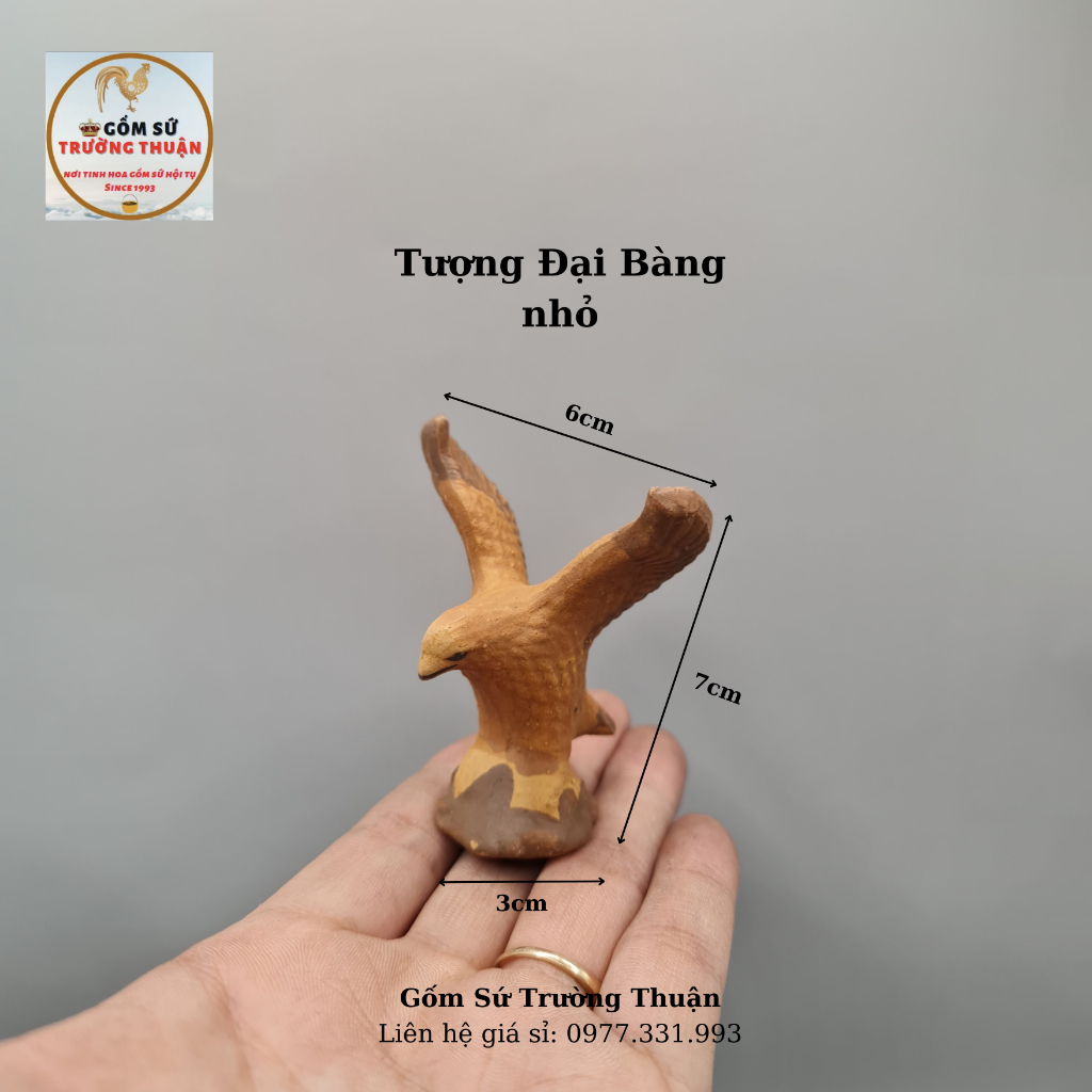 Tượng chim đại bàng mini gốm sứ Bát Tràng (nhiều kích thước) làm mô hình trang trí tiểu cảnh, trang trí bể cá