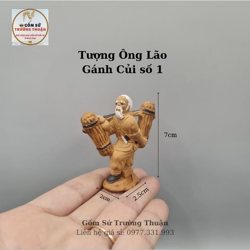 Tượng Ông già gánh củi phụ kiện trang trí tiểu cảnh hồ cá, bể cá, hòn non bộ, sân vườn