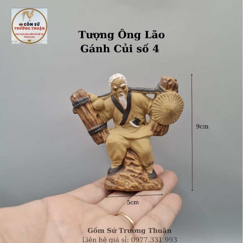 Tượng Ông già gánh củi phụ kiện trang trí tiểu cảnh hồ cá, bể cá, hòn non bộ, sân vườn