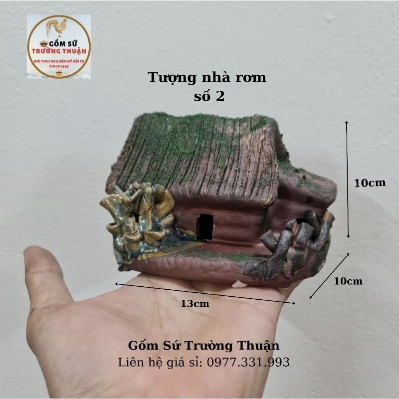 Tượng Nhà Rơm - Gốm sứ Bát Tràng làm mô hình trang trí tiểu cảnh, trang trí bể cá