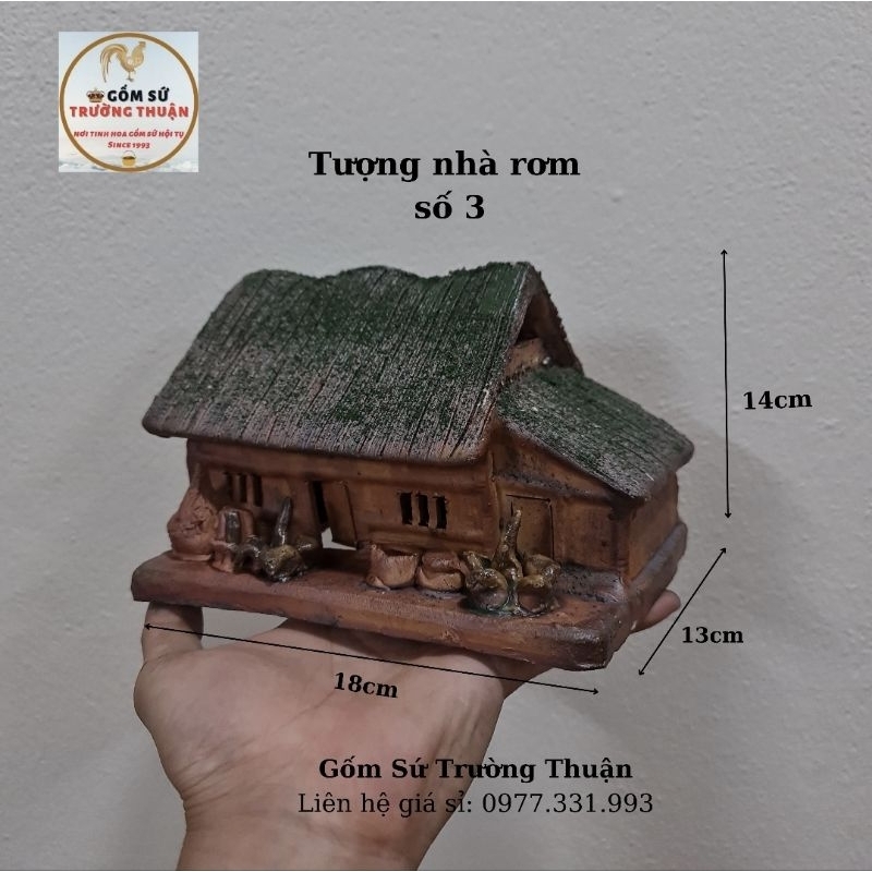 Tượng Nhà Rơm - Gốm sứ Bát Tràng làm mô hình trang trí tiểu cảnh, trang trí bể cá