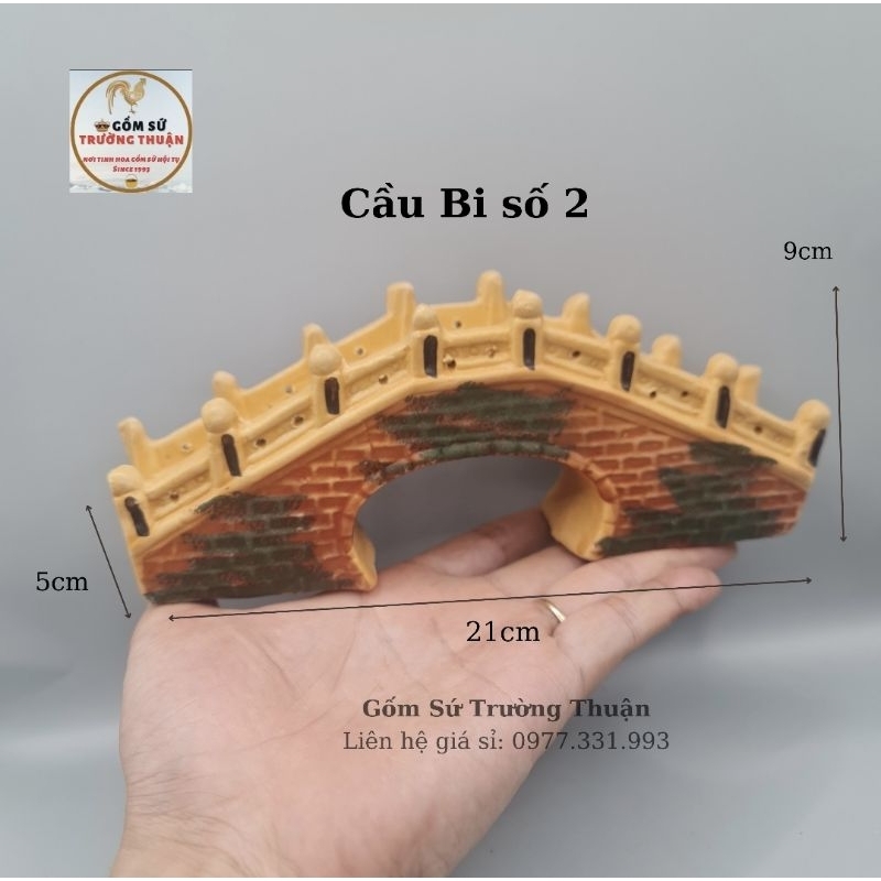 Mô hình gốm cây cầu gốm mini trang trí hòn non bộ chậu cây bonsai