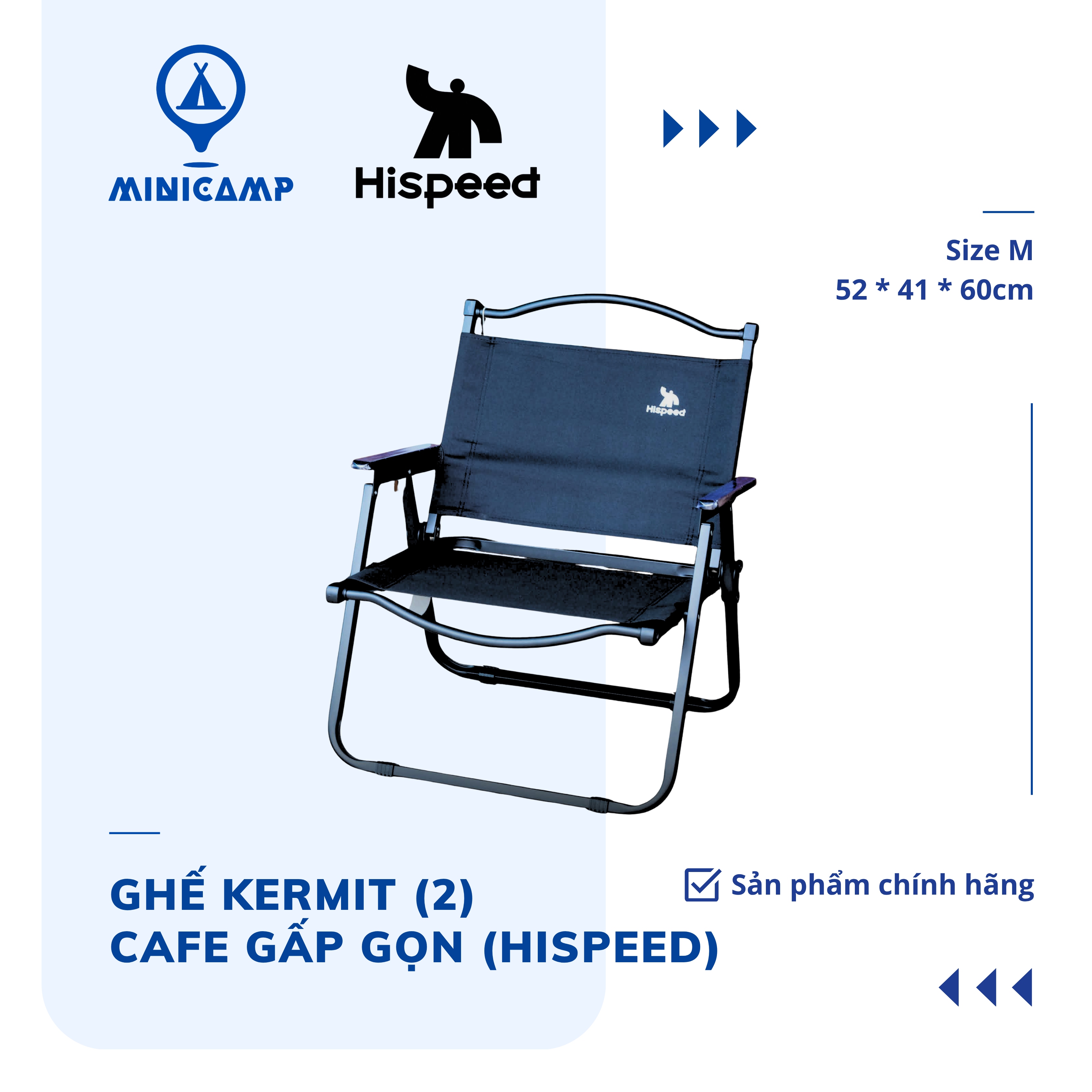 Ghế Kermit L2 cafe gấp gọn, thép carbon, vải Oxford 600D (HISPEED) | size M