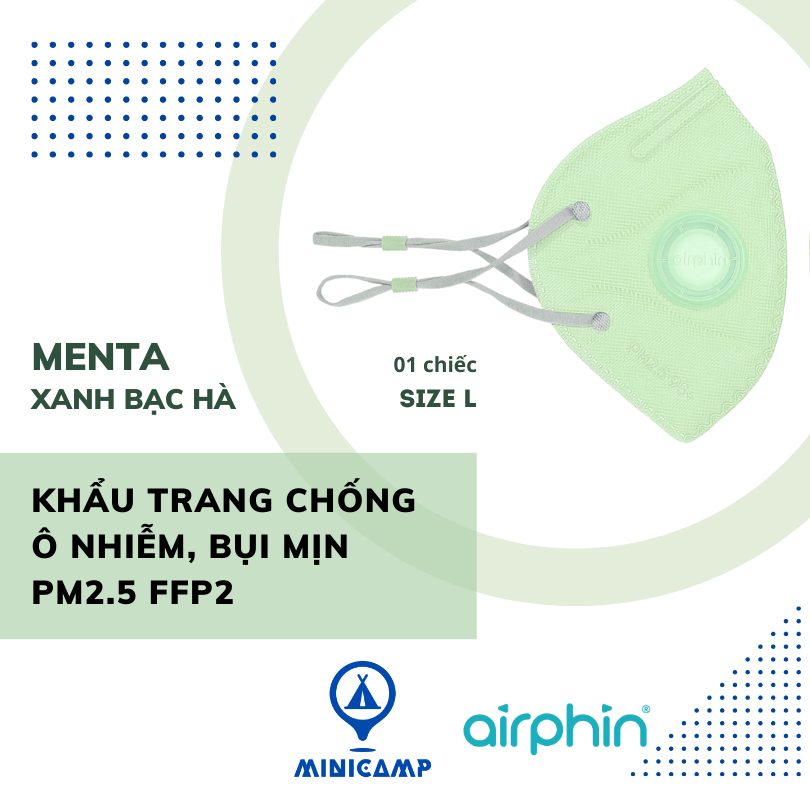 Khẩu trang chống ô nhiễm, bụi mịn PM2.5 FFP2 người lớn (AIRPHIN)