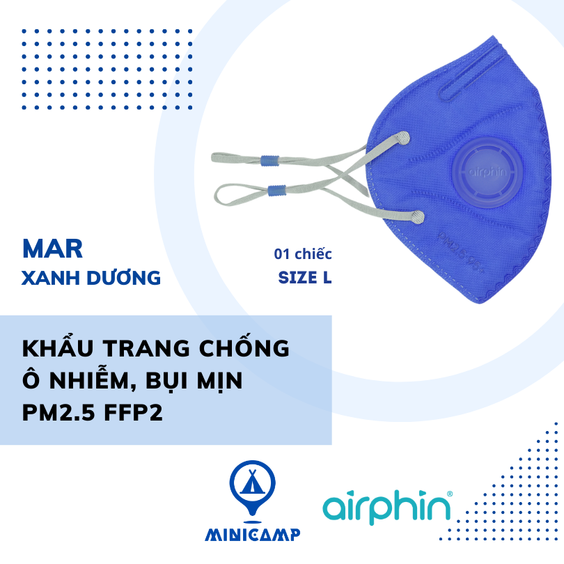 Khẩu trang chống ô nhiễm, bụi mịn PM2.5 FFP2 người lớn (AIRPHIN)