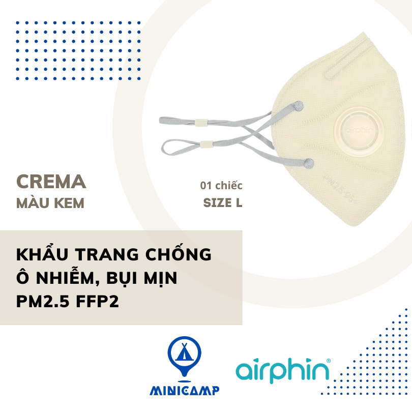 Khẩu trang chống ô nhiễm, bụi mịn PM2.5 FFP2 người lớn (AIRPHIN)