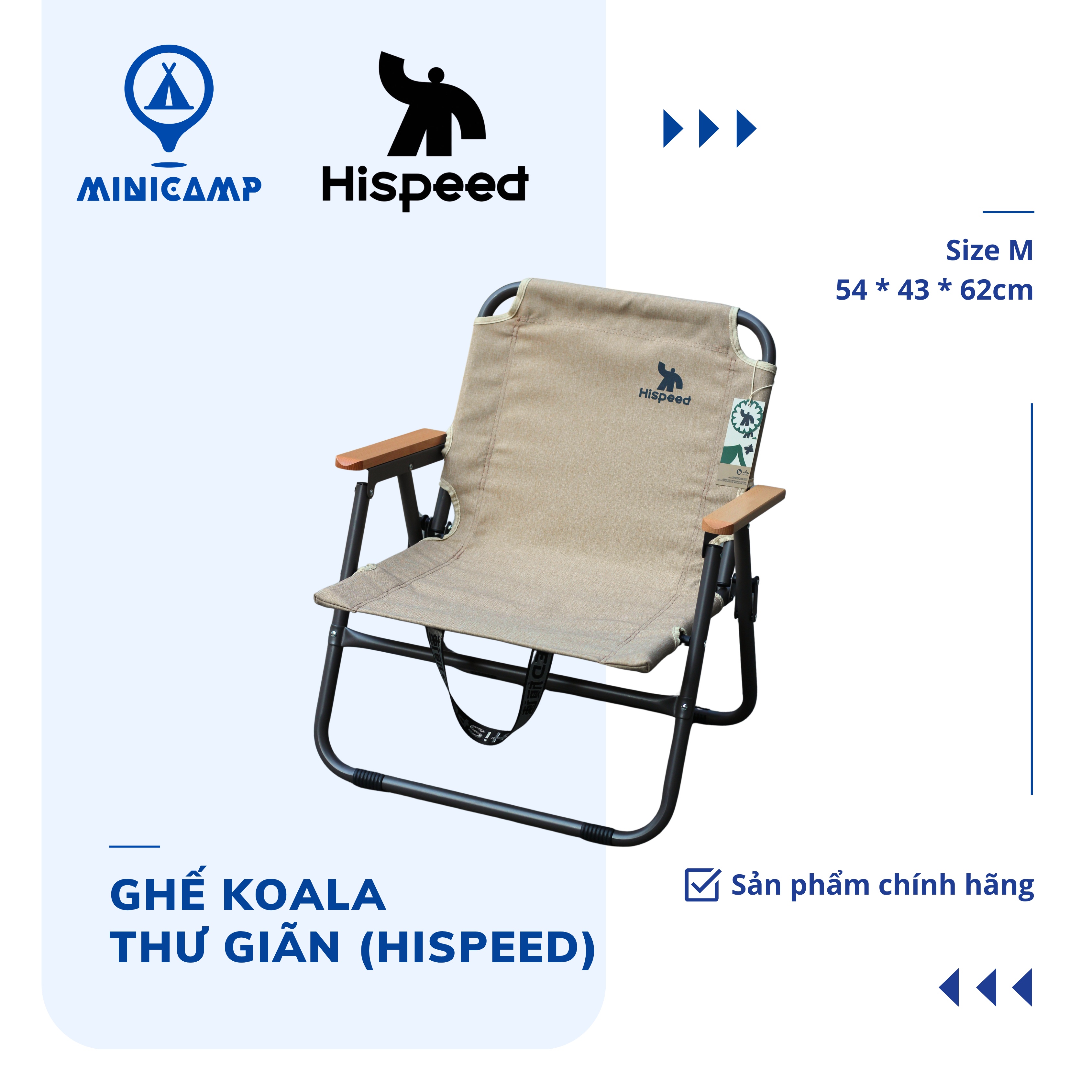 Ghế Koala cắm trại, quán cà phê gấp gọn, thư giãn (HISPEED) | size M