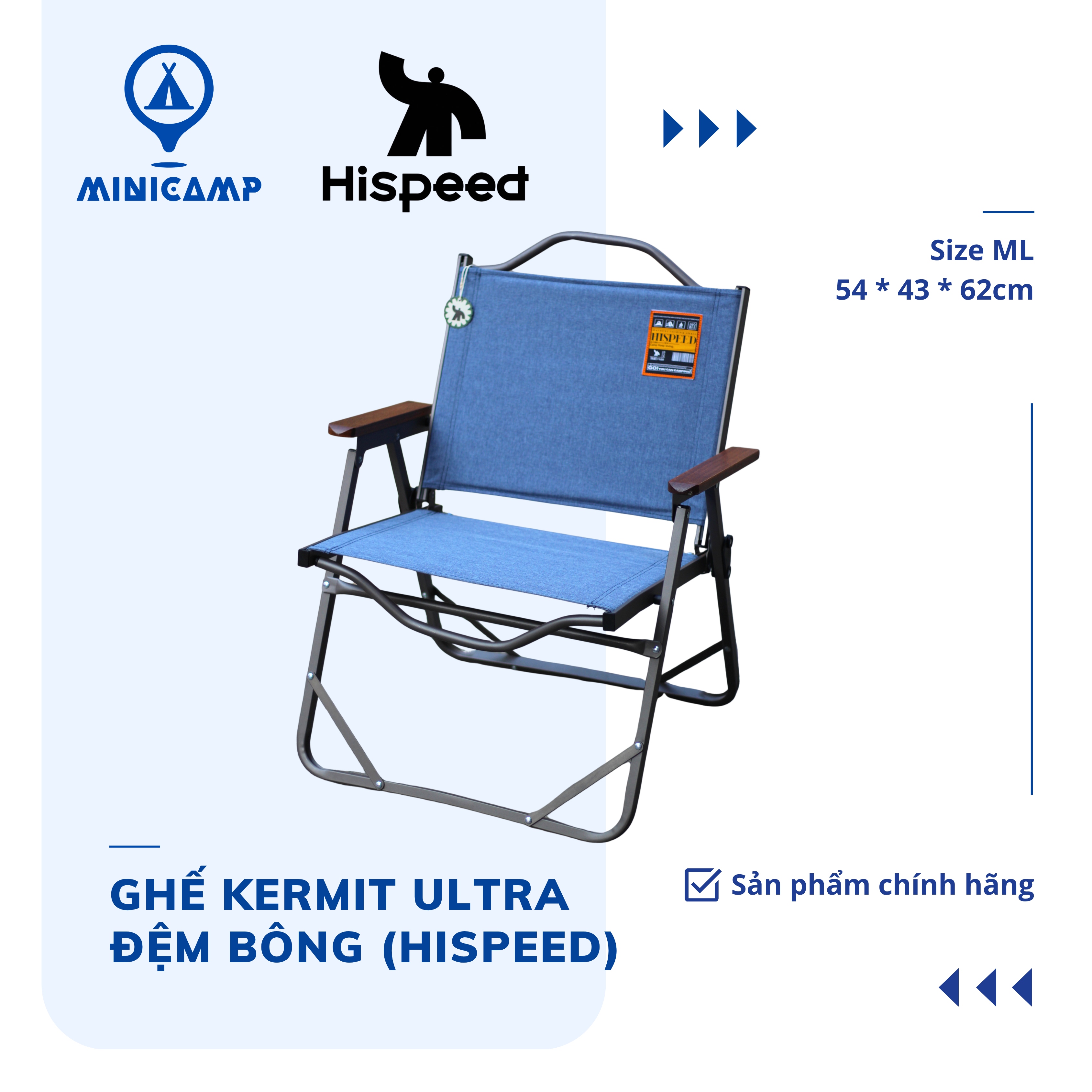 Ghế Kermit Ultra đệm bông dã ngoại, quán cà phê (HISPEED) | Size ML (Medium Large)