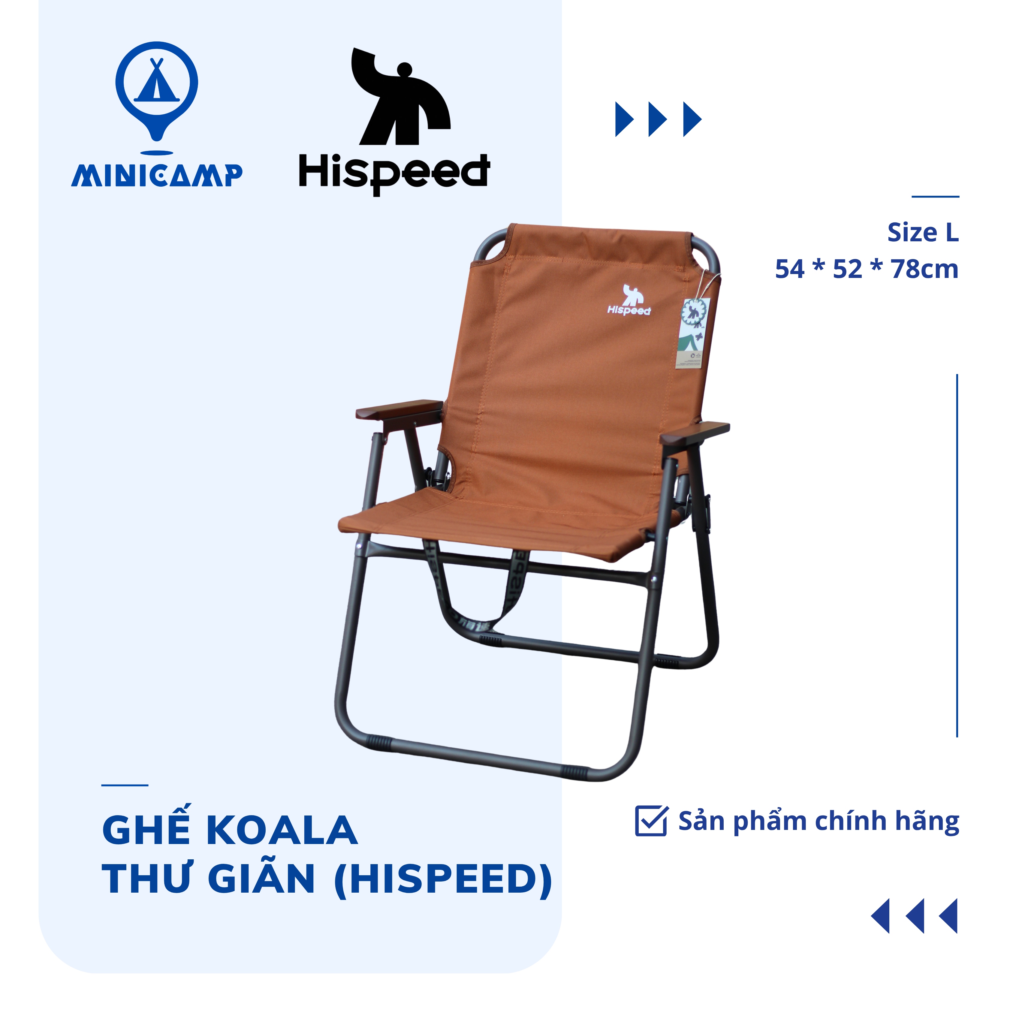 Ghế Koala cắm trại, quán cà phê gấp gọn, thư giãn (HISPEED) | Size L