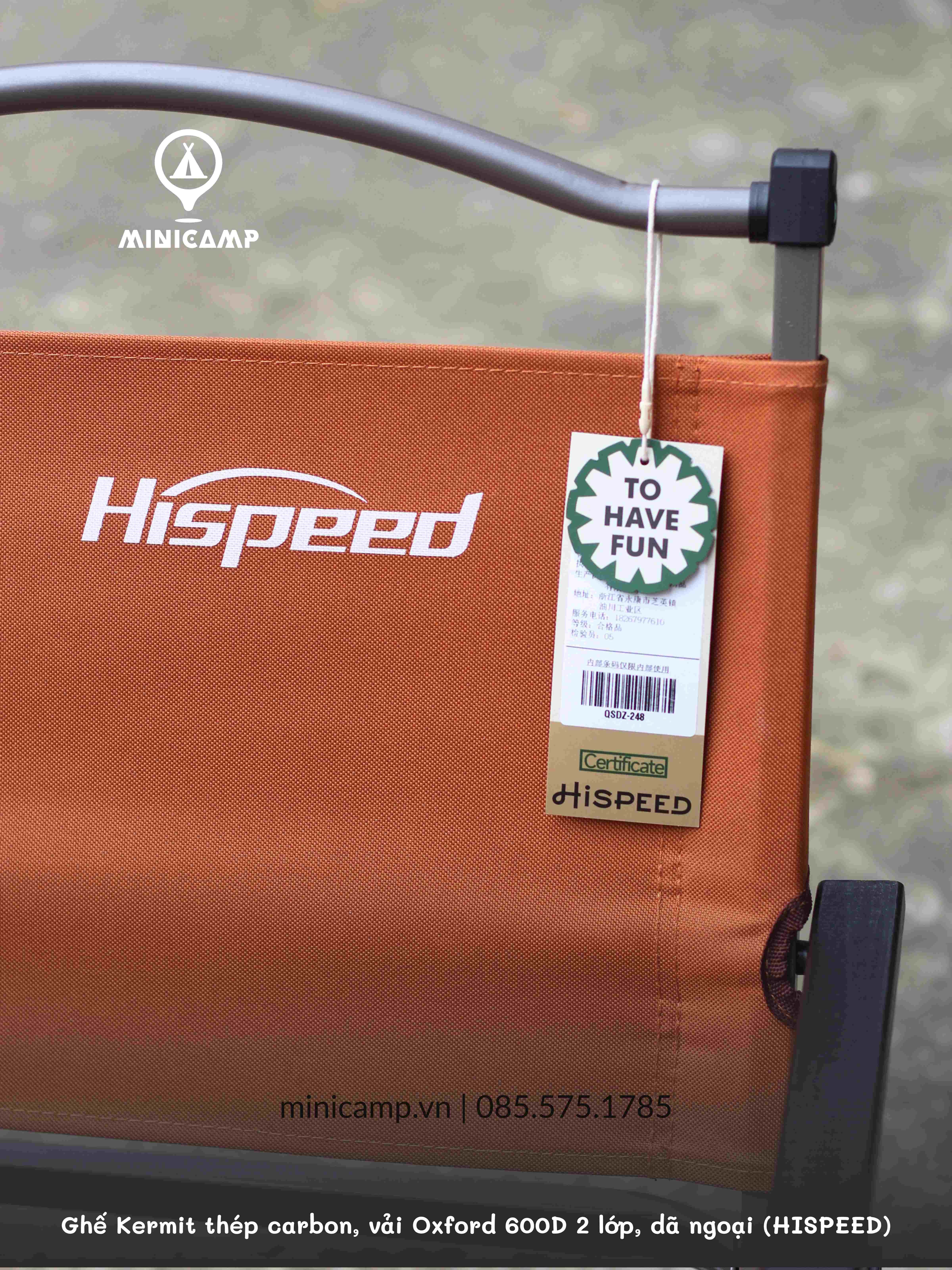 Ghế Kermit thép carbon, vải Oxford 600D 2 lớp, dã ngoại, quán cà phê (HISPEED) | size M