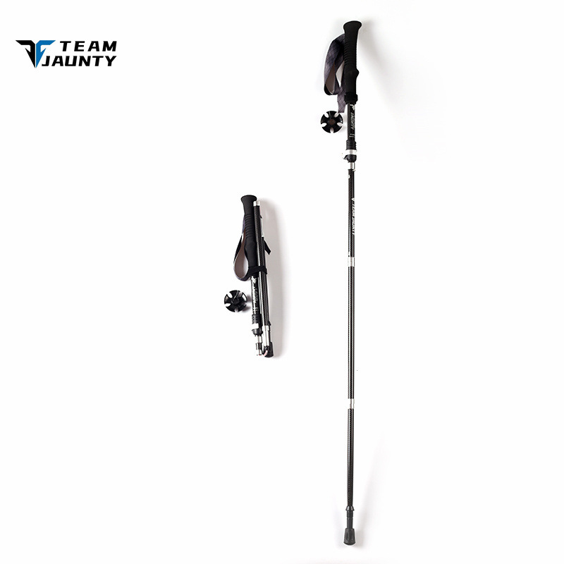 Gậy leo núi, trekking sợi carbon 3K, gấp khúc khớp rút T-5JZD (TEAM JAUNTY) | size L 37/135cm