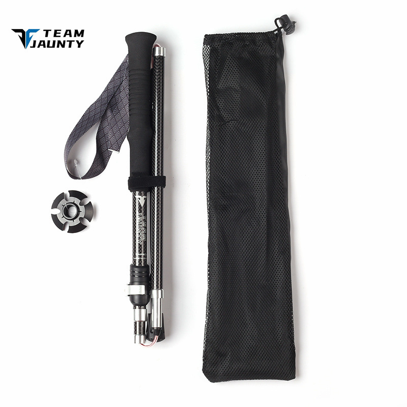 Gậy leo núi, trekking sợi carbon 3K, gấp khúc khớp rút T-5JZD (TEAM JAUNTY) | size L 37/135cm
