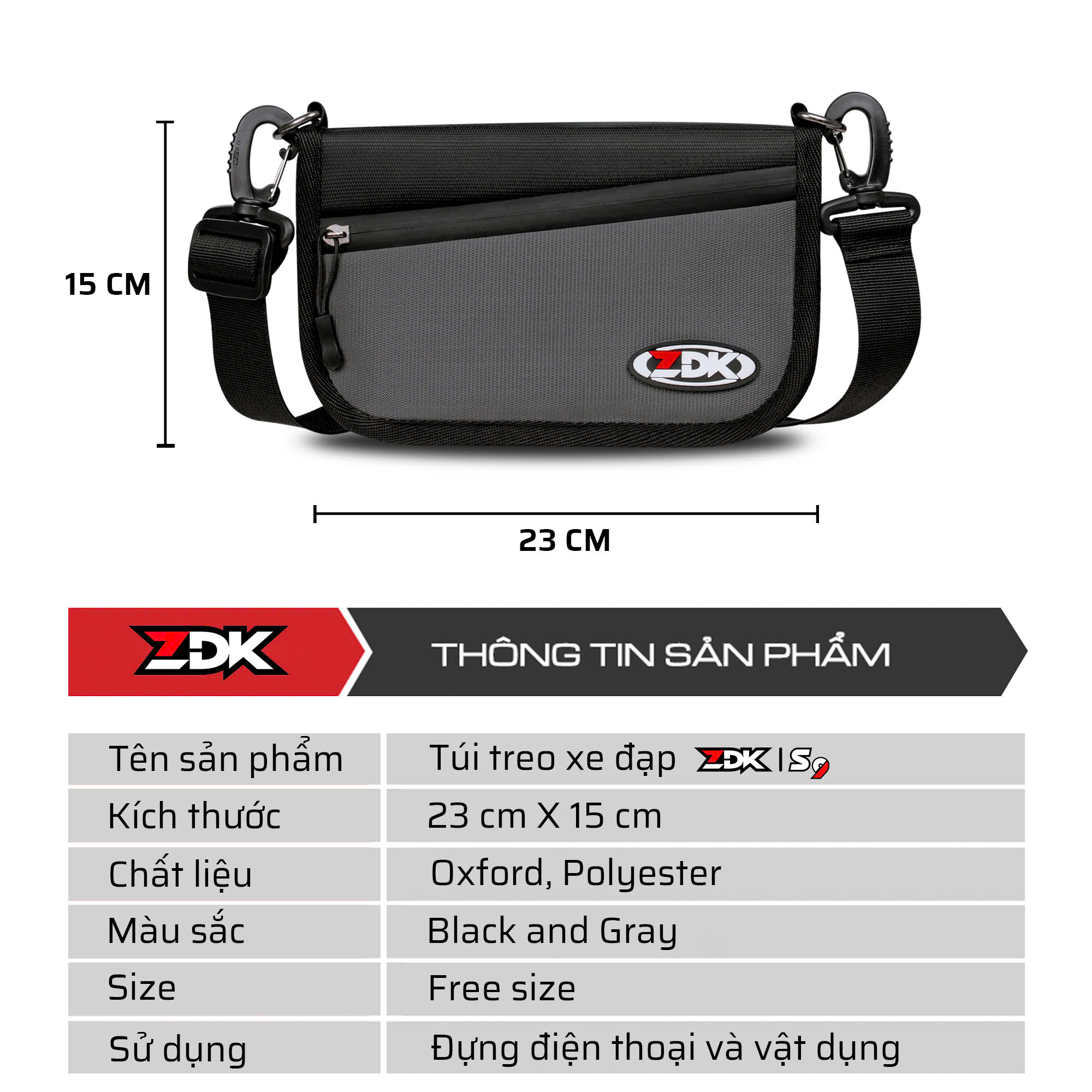 Túi đeo chéo thể thao / túi treo xe đạp ZDK S9 (SWATVN)
