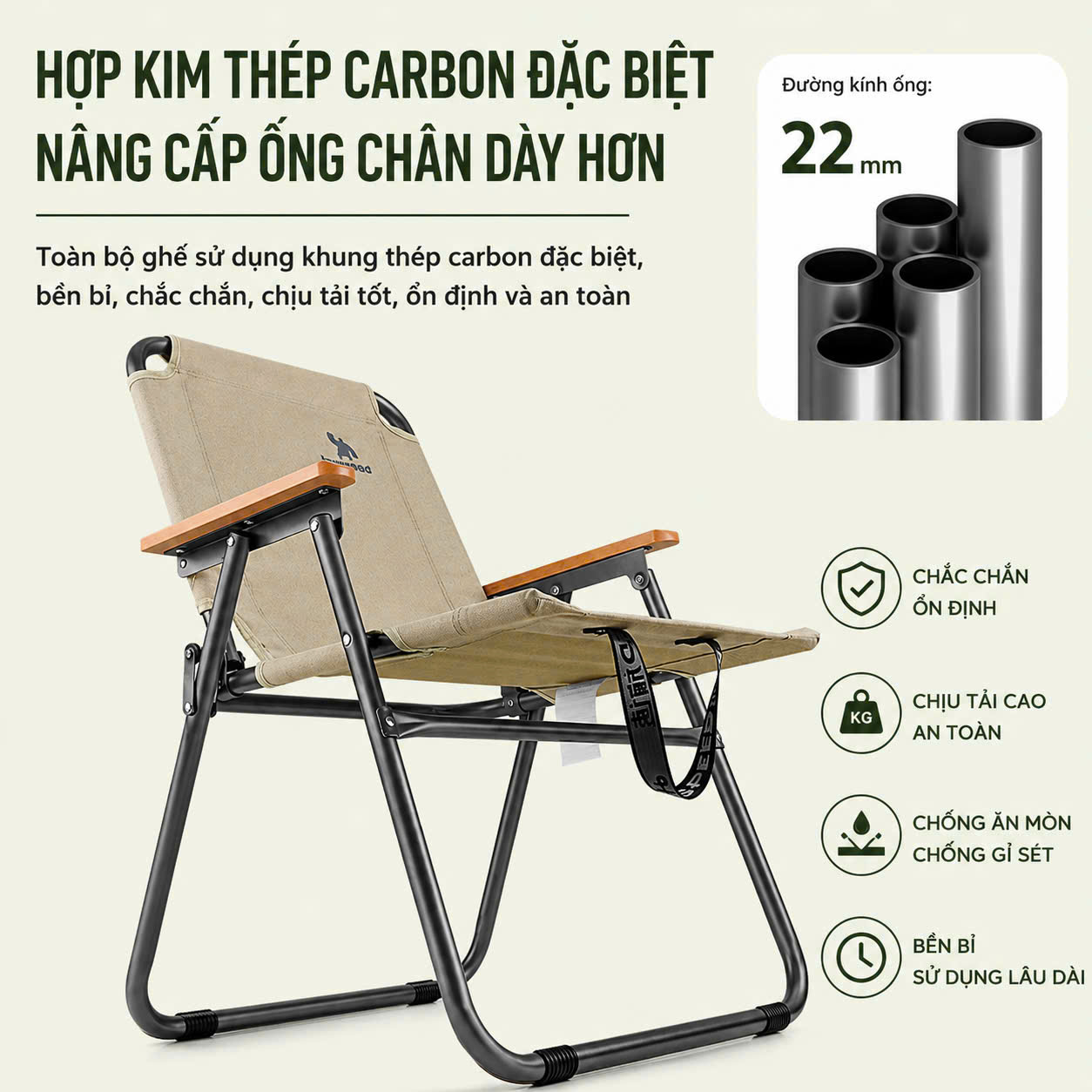 Ghế Koala cắm trại, quán cà phê gấp gọn, thư giãn (HISPEED) | size M