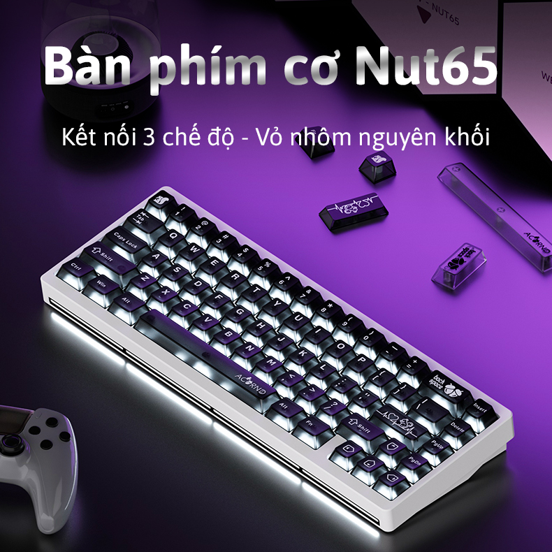 Nut65 - Kit bàn phím cơ nhôm 3 mode LED RGB