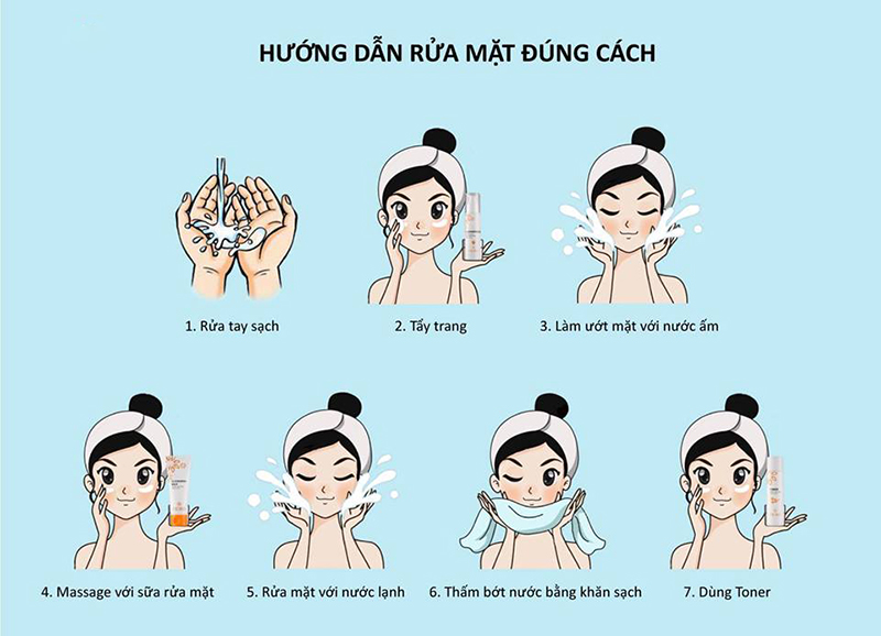 các bước rửa mặt đúng cách