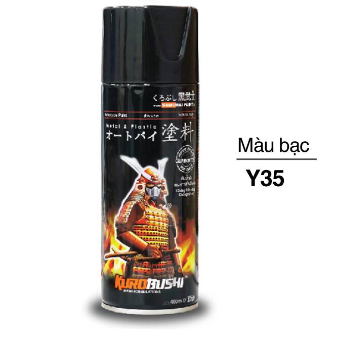 COMBO Sơn SAMURAI màu bạc Y35 gồm 4 chai đủ quy trình độ bền cao (Lót  – Nền 124 - Màu Y35 - Bóng )