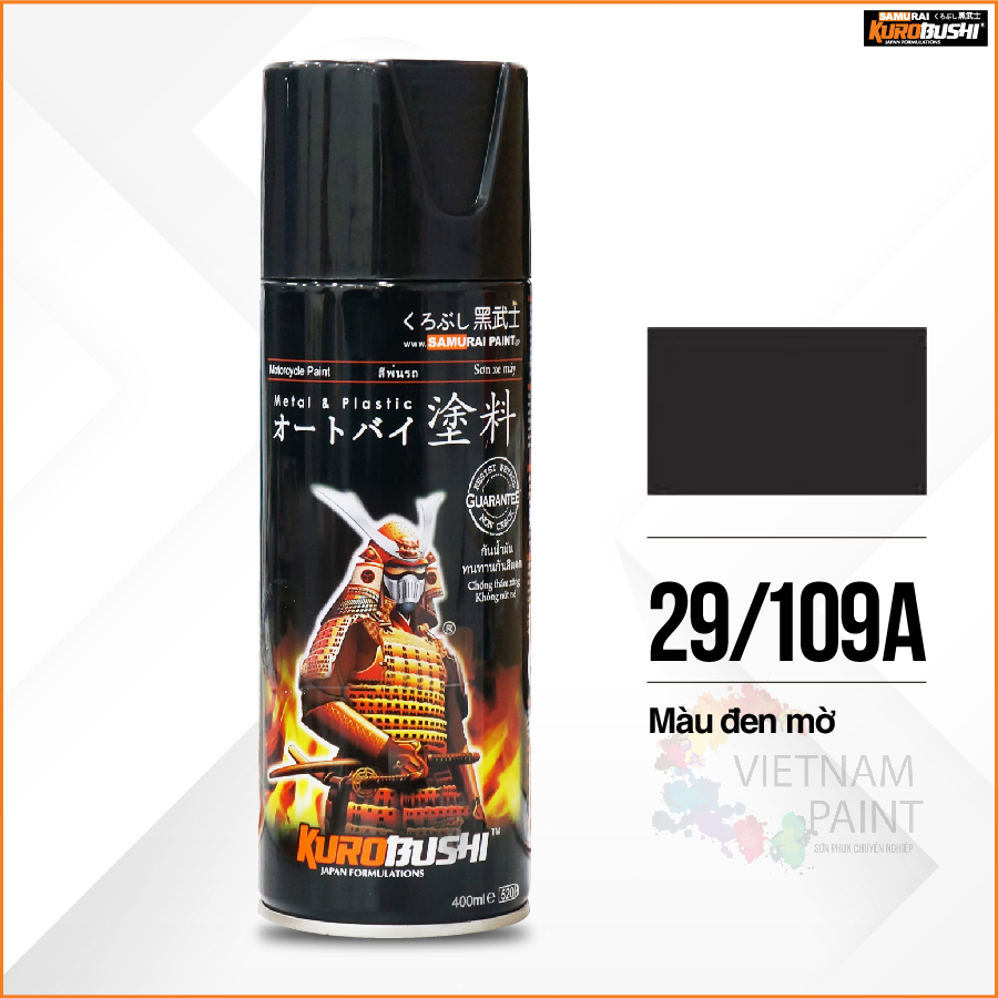 COMBO Sơn SAMURAI màu đen nhám 109A  gồm 3 chai đủ quy trình độ bền cao (Lót - Màu 109A - Bóng mờ 128A))