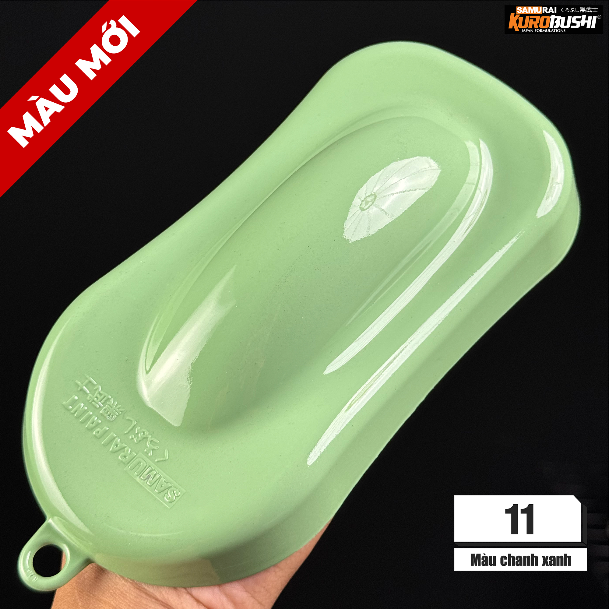 COMBO Sơn SAMURAI màu MÀU CHANH XANH 11 gồm 4 chai đủ quy trình độ bền cao (Lót – Nền 102 - Màu 11 - Bóng )