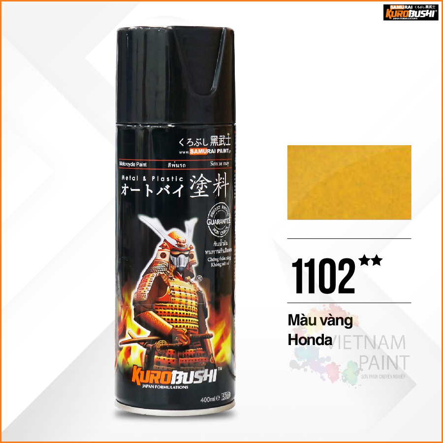 Sơn xịt Samurai Kurobushi - MÀU VÀNG HONDA 1102 (400ml)