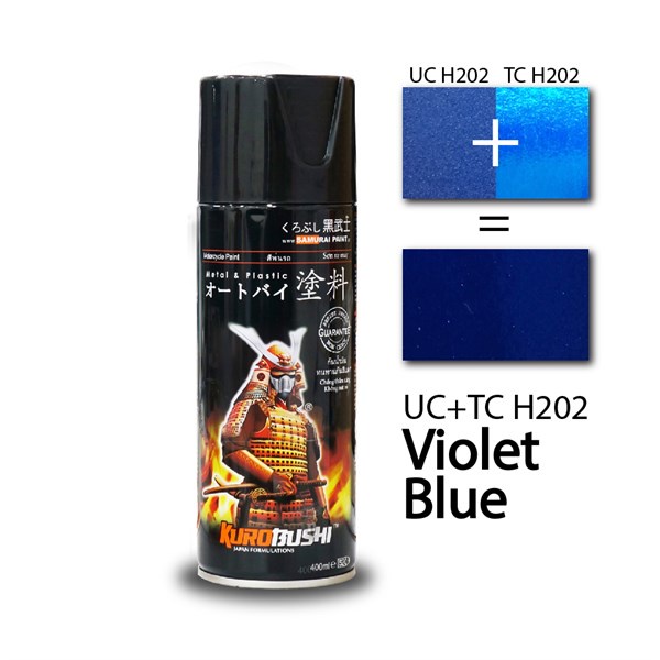 COMBO Sơn xịt Samurai - Màu xanh tím Honda UC+ TC H202 gồm 4 chai đủ quy trình (Lót - Nền UCH202 - Màu TCH202 - Bóng)