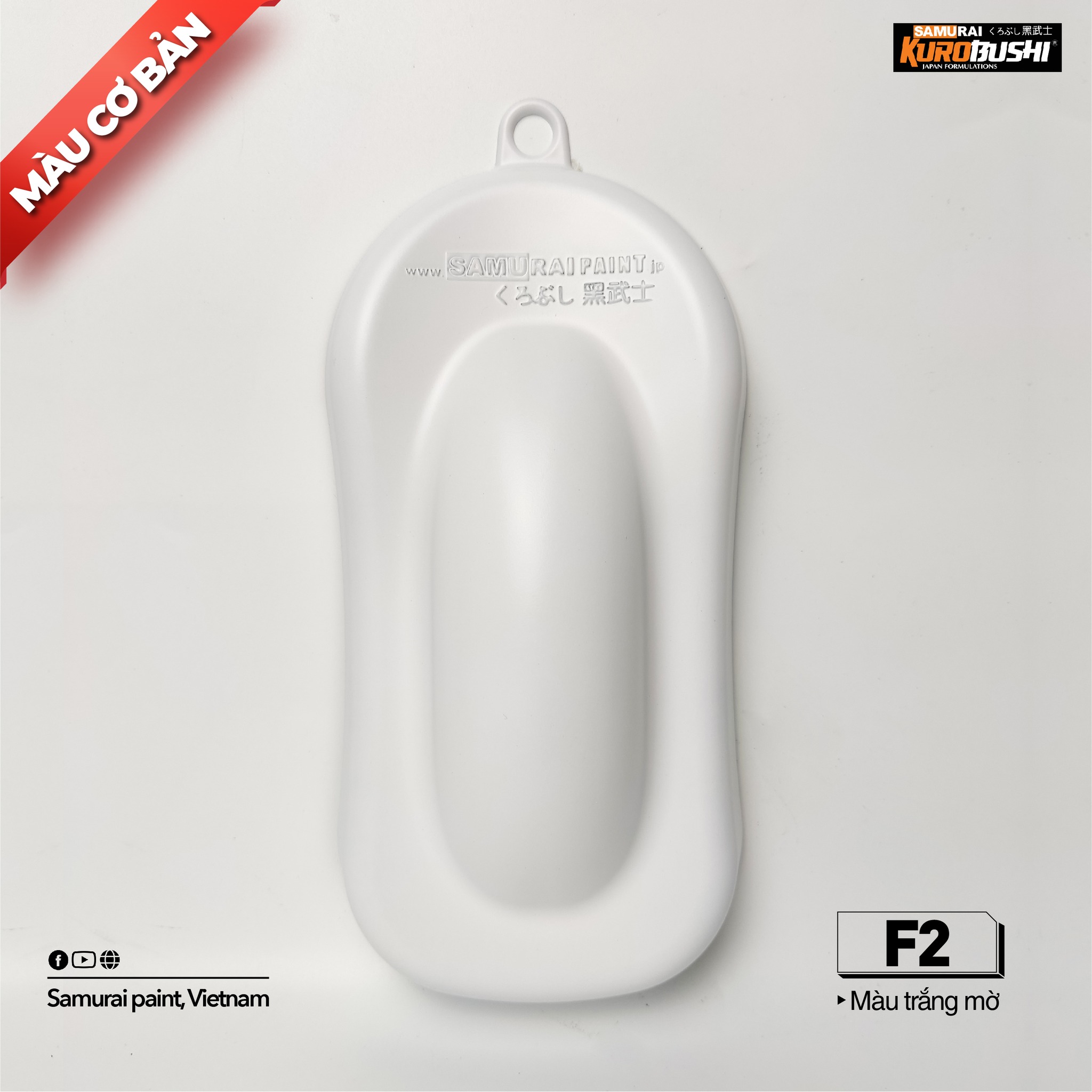 Sơn xịt Samurai Kurobushi - MÀU TRẮNG MỜ F2 (400ml)