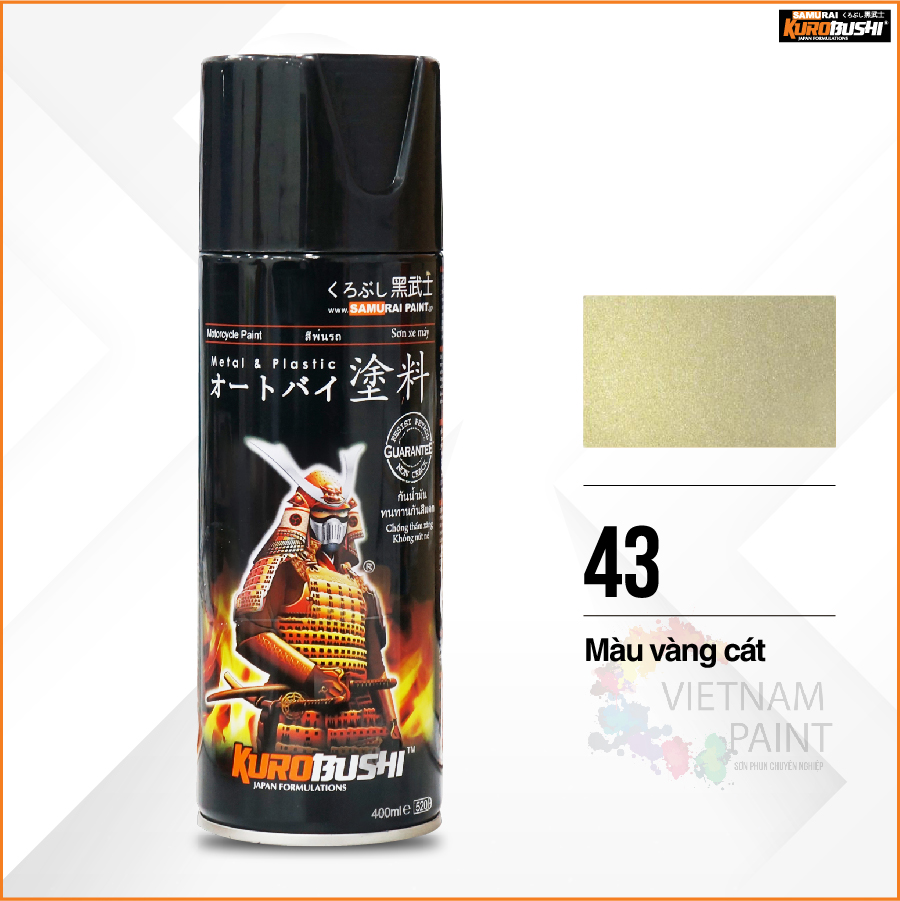 Sơn xịt Kurobushi Samurai - MÀU VÀNG CÁT 43 ( 400 ml)