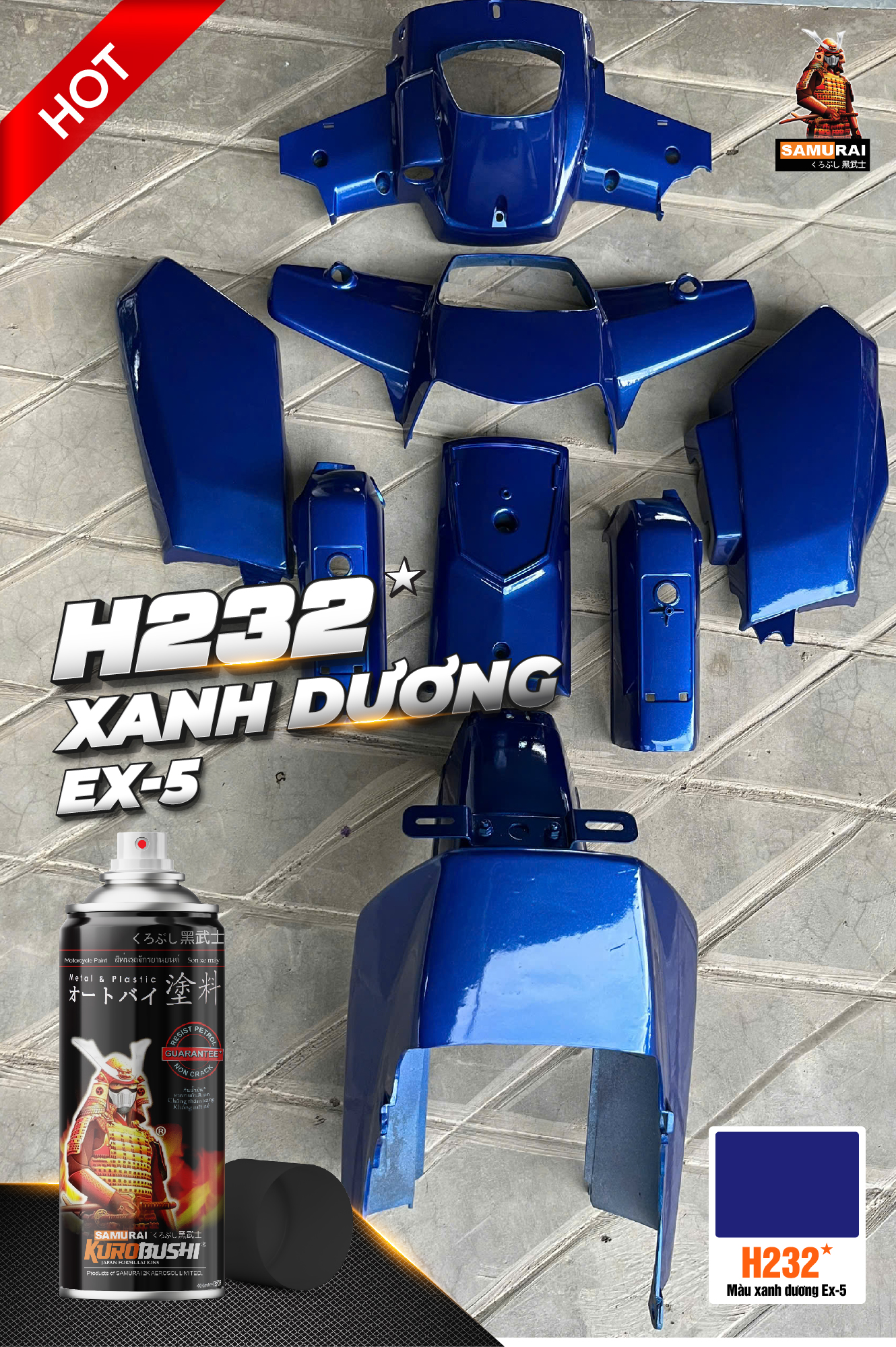 Sơn xịt Samurai Kurobushi - XANH DREAM EX-5 H232*  (400ml)