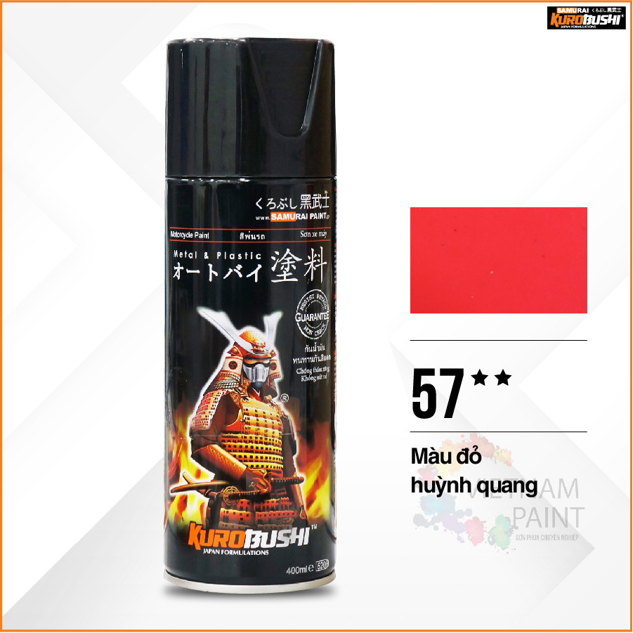 Sơn xịt Samurai Kurobushi - MÀU ĐỎ HUỲNH QUANG 57 (400ml)