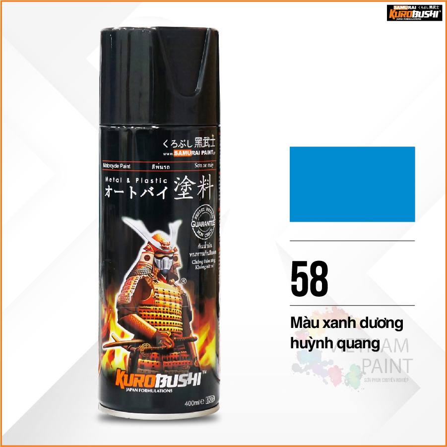 Sơn xịt Samurai Kurobushi - MÀU XANH DƯƠNG HUỲNH QUANG 58 (400ml)