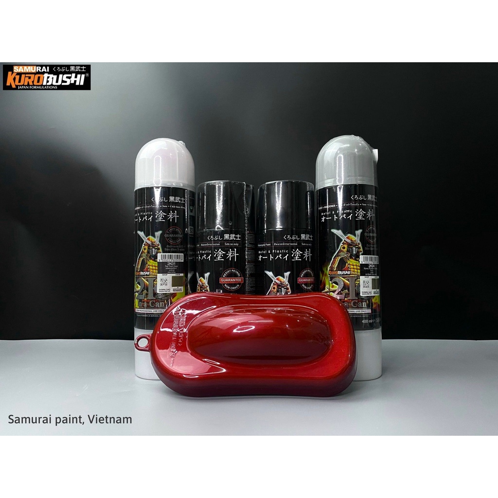 COMBO Sơn SAMURAI màu đỏ tươi Honda UC+ TC H333 gồm 4 chai đủ quy trình (Lót  - Nền UCH333- Màu TCH333 - Bóng )