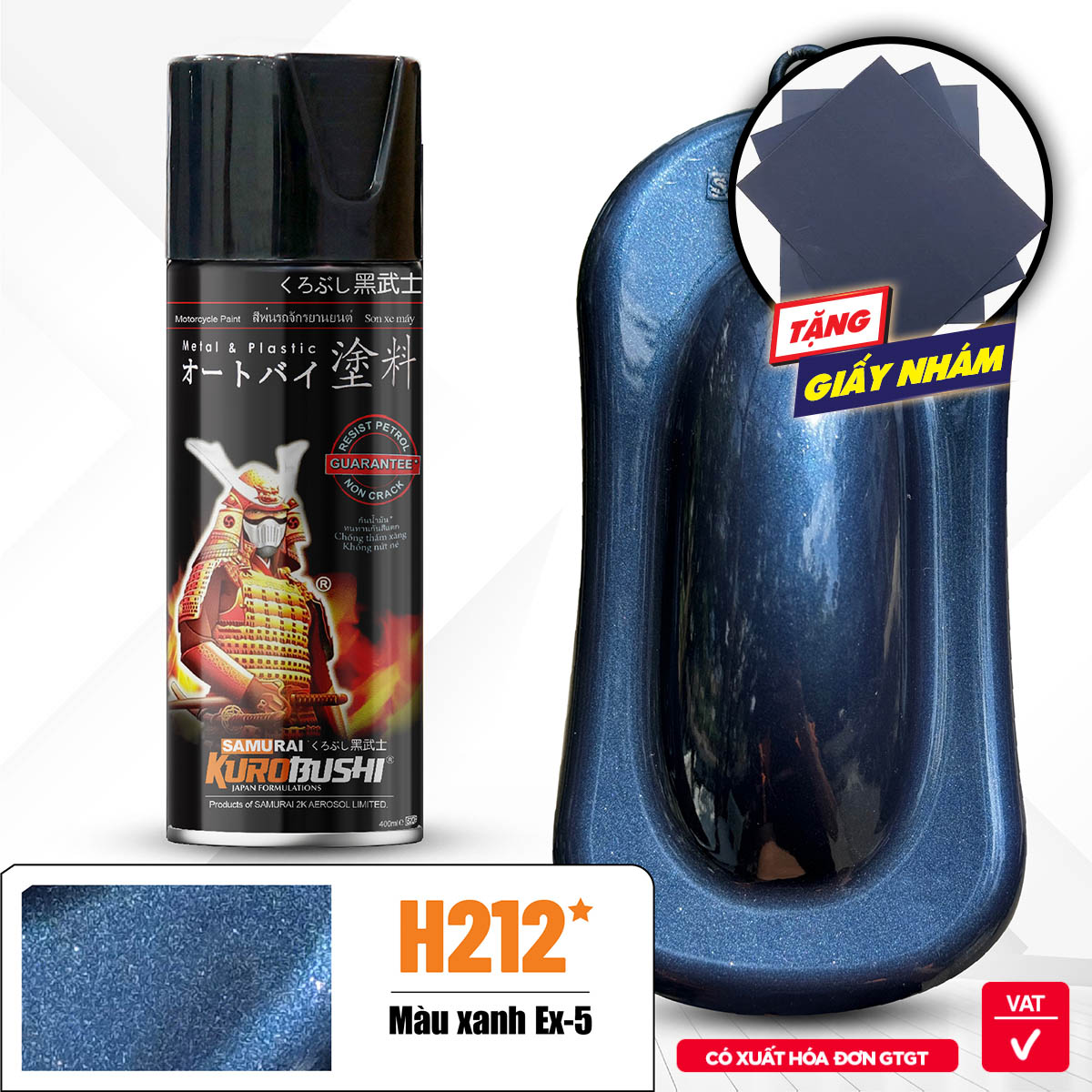 Sơn xịt Samurai Kurobushi - MÀU XANH EX-5 H212* (400ml)