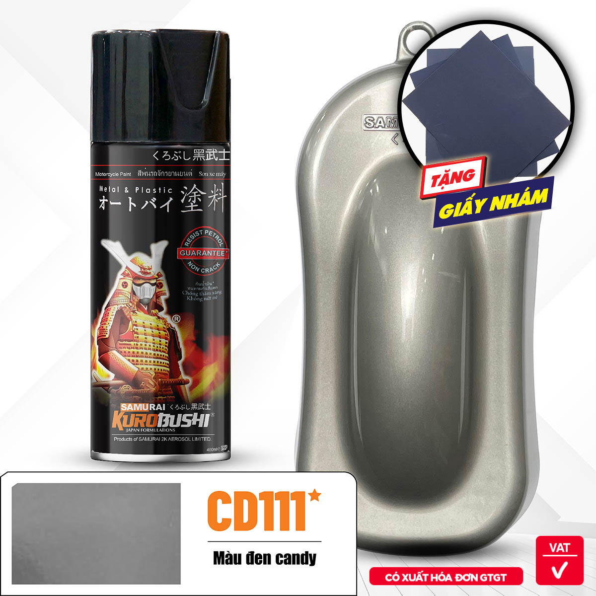 Sơn xịt Samurai Kurobushi - màu đen candy CD111 ( 400 ml)
