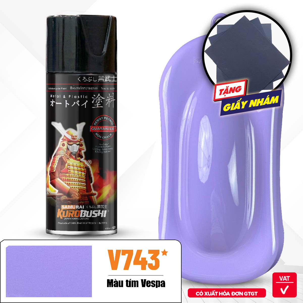 Sơn xịt Samurai Kurobushi - MÀU TÍM VESPA V743* (400ml)