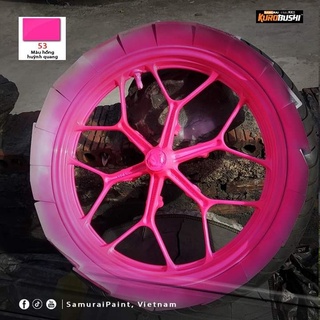 COMBO Sơn Samurai màu hồng huỳnh quang 53 gồm 4 chai đủ quy trình  (Lót  – Nền UC1002- Màu 53 - Bóng )